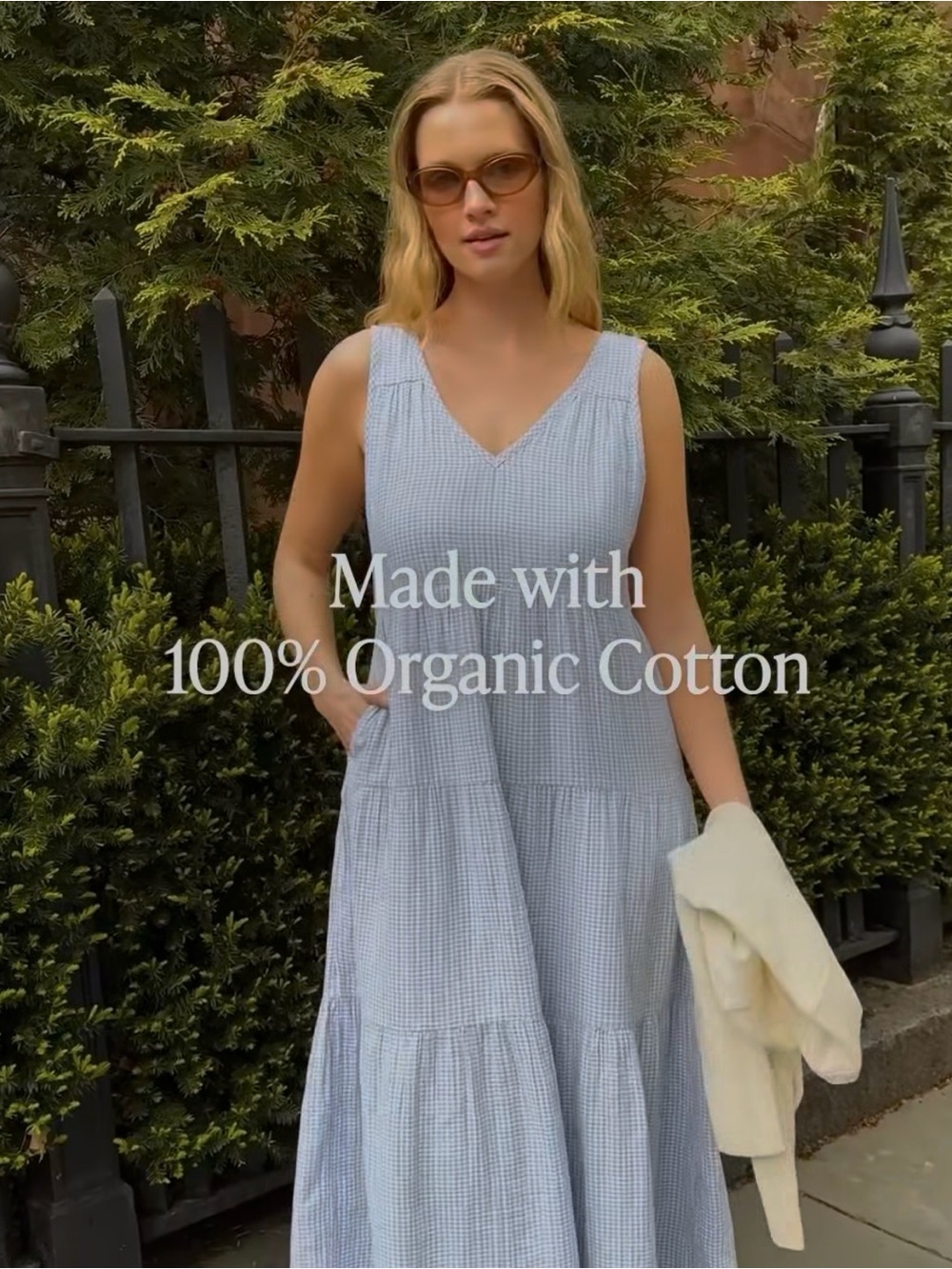 Quince cotton gauze tiered dress